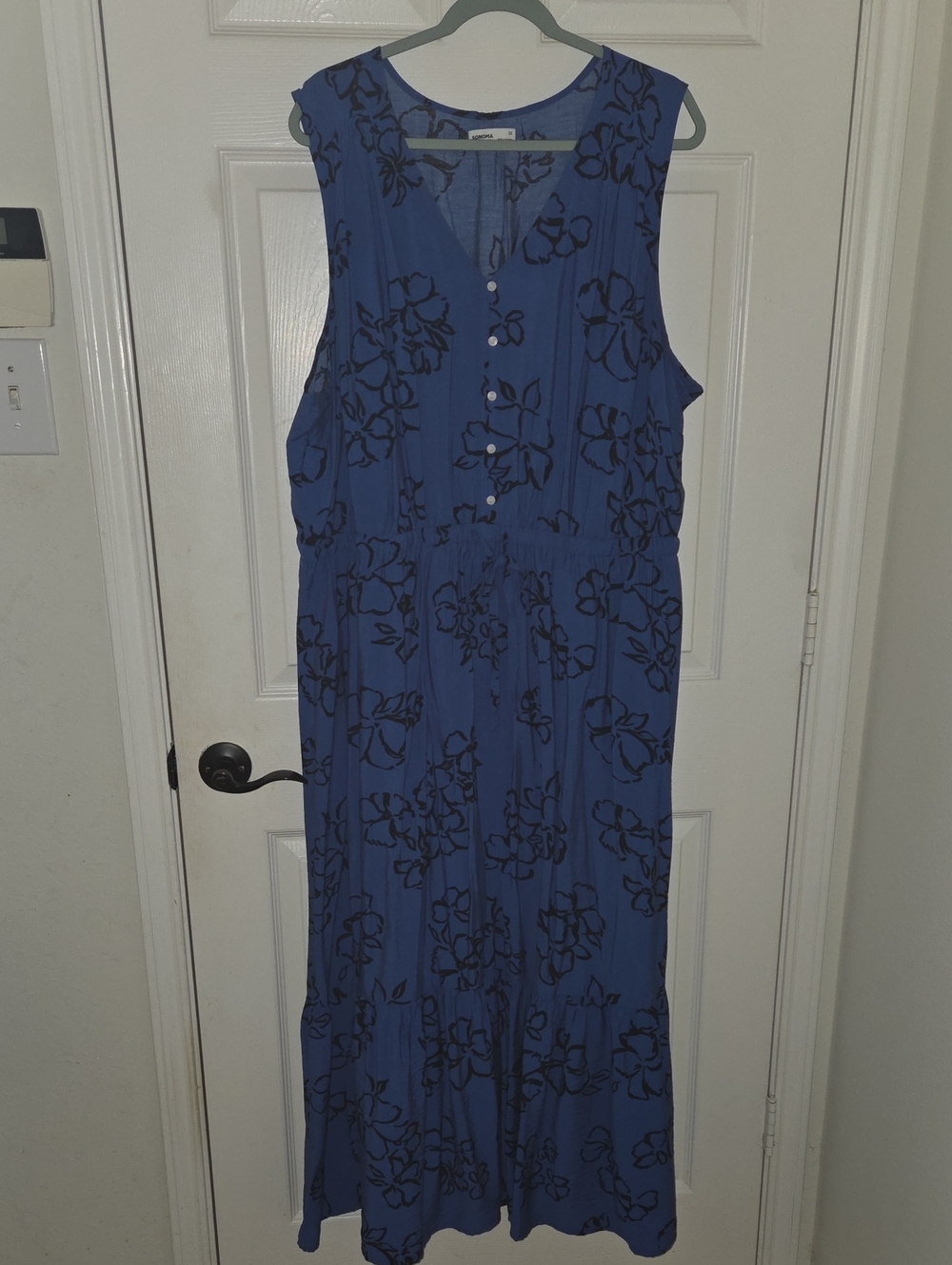 Sonoma Blue Floral Button-Front Maxi Dress 2X
